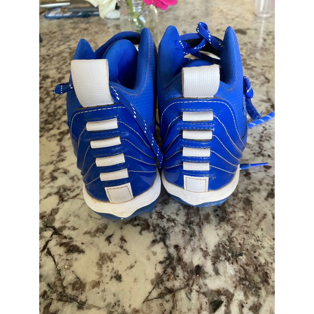 Under Armour Bryce Harper BH Baseball Cleats Blue White Mens High Top Athletic - Picture 3 of 4